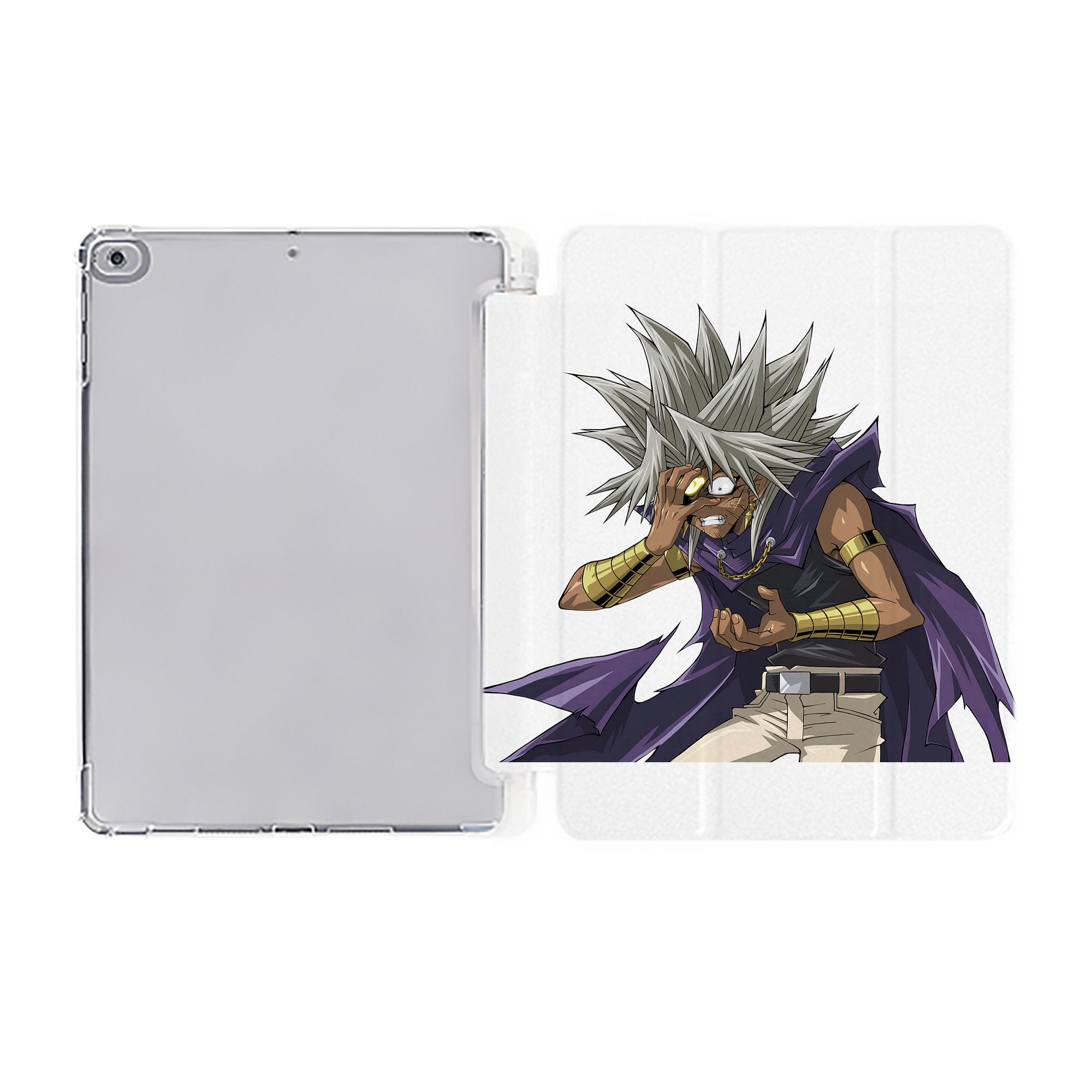 （画像用） 遊☆戯☆王 Yu-Gi-Oh! IPad ケース ペン収納付き 三つ折りスタンド PUレザー×シリコン 対応機種9.5/10.5/10.9インチ